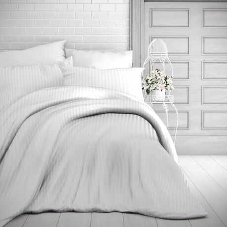 Kvalitex Hotelové povlečení atlas grádl 2mm proužek 140x200,70x90cm bílé Druh zapínání: Zipový uzávěr