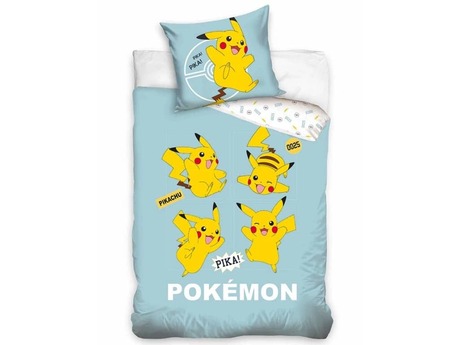 Carbotex Bavlněné povlečení 140x200 + 70x90 cm - Pokémon Pika Pika Pikachu